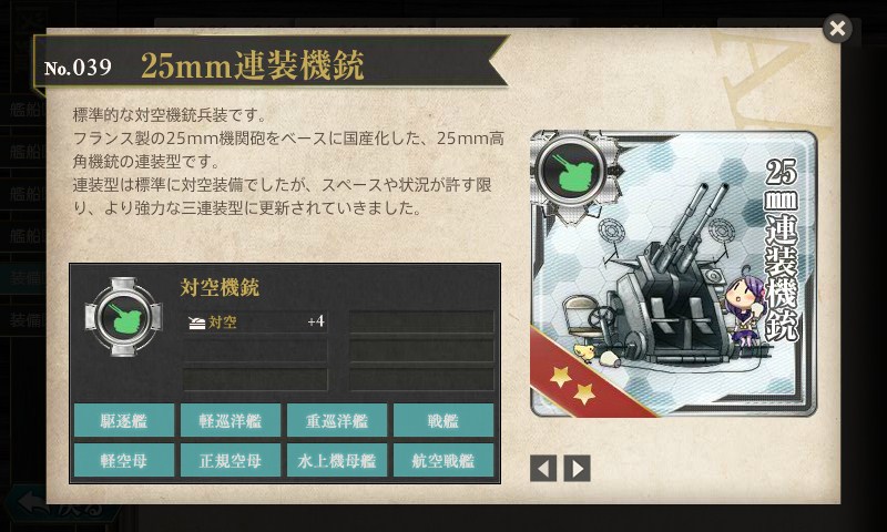 艦これ 図鑑No.039　25mm連装機銃