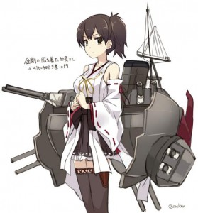 金剛の服着た加賀さん。41センチ砲を5基10門搭載して戦艦「加賀」仕様に‥